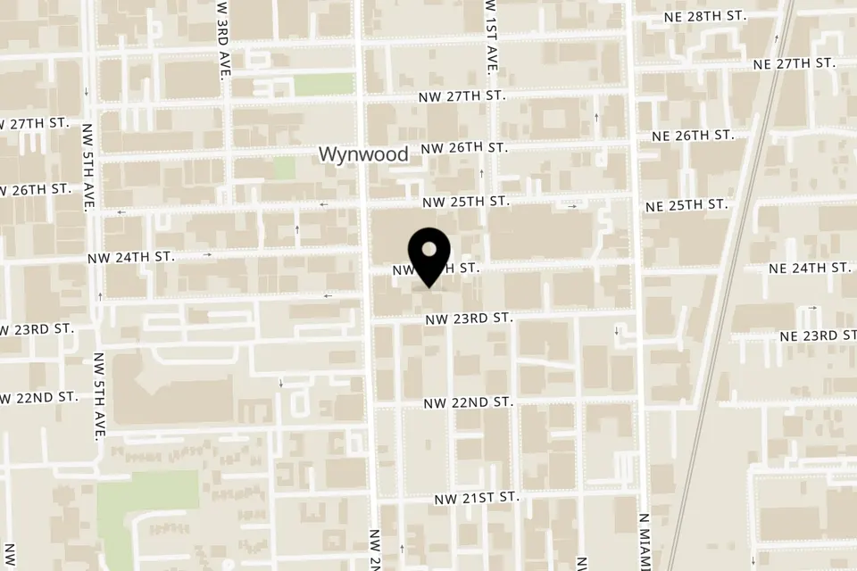 Map showing the location of Talkin' Tacos Wynwood on 172 Northwest 24th St in Miami