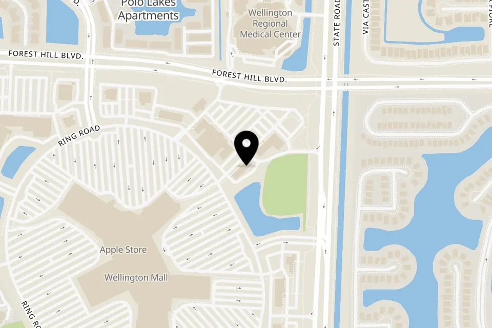 Map showing the location of Talkin' Tacos Wellington on 10140 Forest Hill Blvd in Wellington