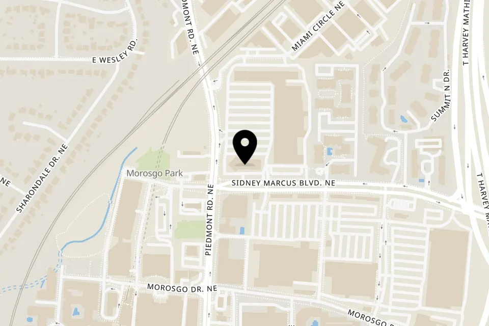 Map showing the location of Talkin' Tacos Atlanta on 2625 Piedmont Rd NE in Atlanta