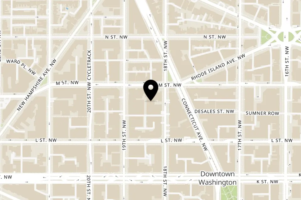 Map showing the location of Talkin' Tacos Washington DC on 1800 M St NW in Washington
