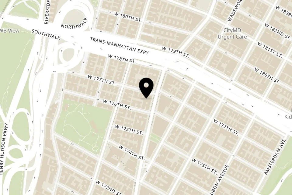 Map showing the location of Talkin' Tacos Washington Heights on 4179 Broadway in New York City