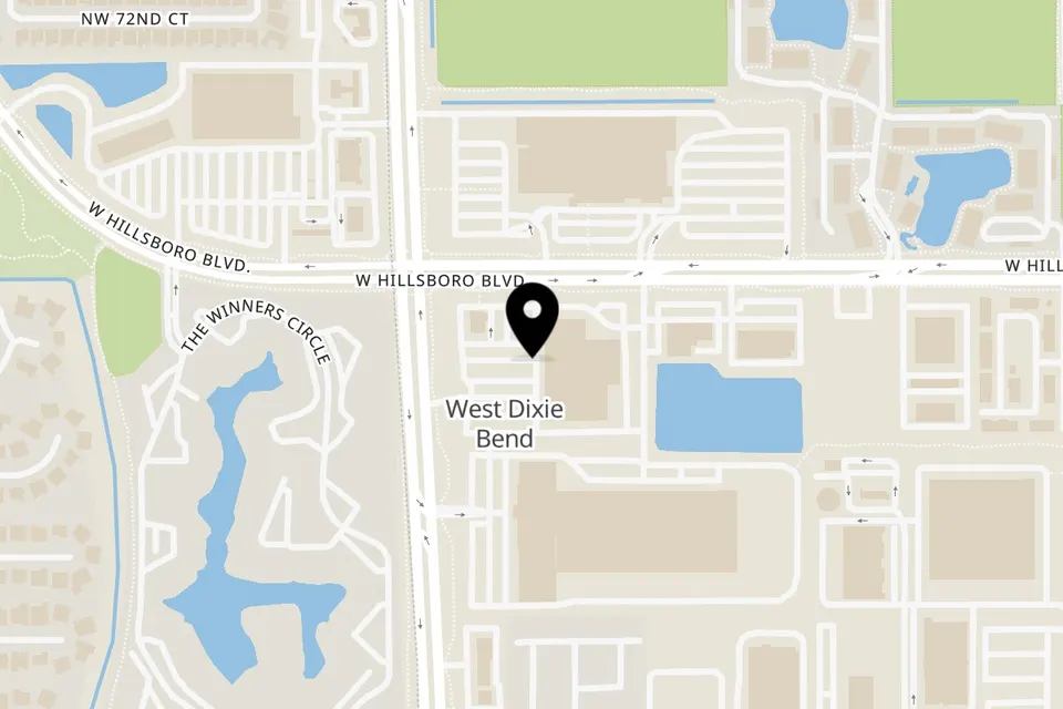 Map showing the location of Talkin' Tacos Coconut Creek on 6970 N State Rd 7 in Coconut Creek