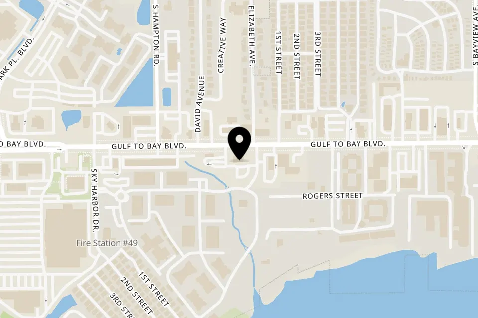 Map showing the location of Talkin' Tacos Clearwater on 2849 Gulf to Bay Blvd in Clearwater