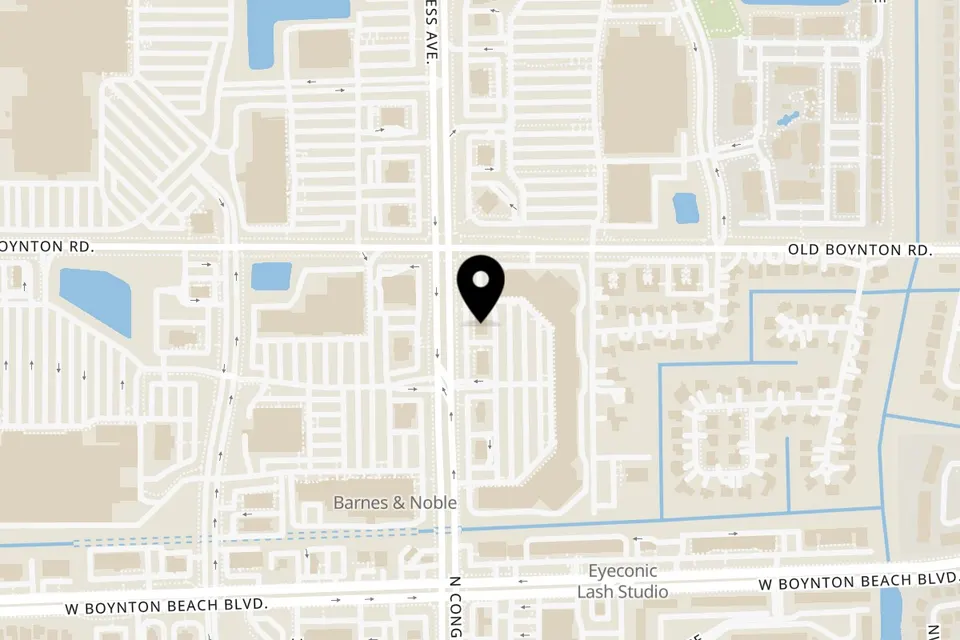 Map showing the location of Talkin' Tacos Boynton Beach on 390 N Congress Ave unit 3 in Boynton Beach