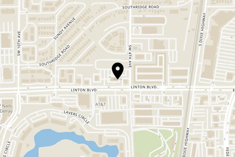 Map showing the location of Talkin' Tacos Delray Beach on 551 Linton Blvd in Delray Beach