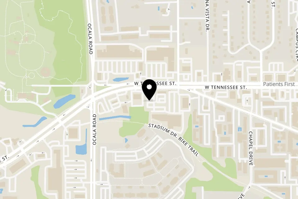 Map showing the location of Talkin' Tacos Tallahassee on 1919 W Tennessee St in Tallahassee