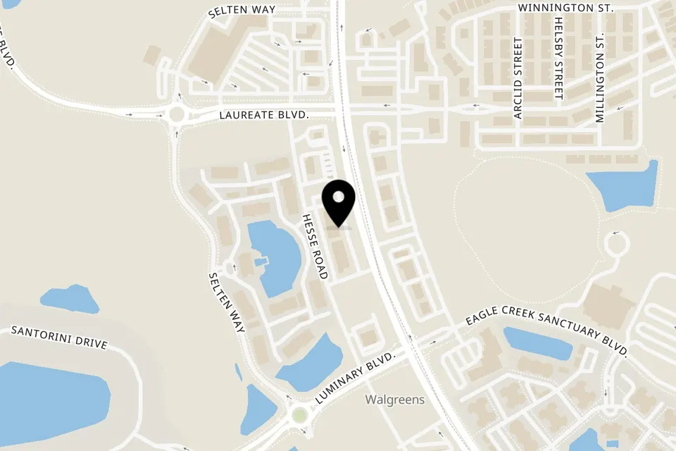 Map showing the location of Talkin' Tacos Lake Nona on 14152 Narcoossee Rd in Orlando