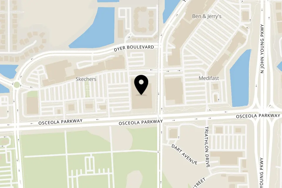 Map showing the location of Talkin' Tacos West Loop on 2007 W Osceola Pkwy in Kissimmee