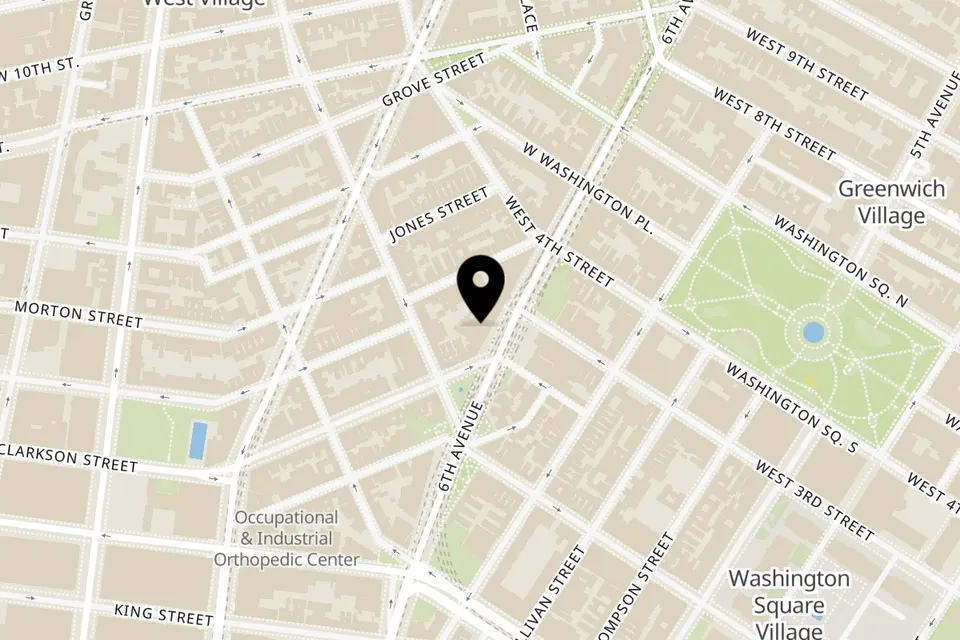 Map showing the location of Talkin' Tacos West Village  - Now Open! on 311 6th Ave in New York